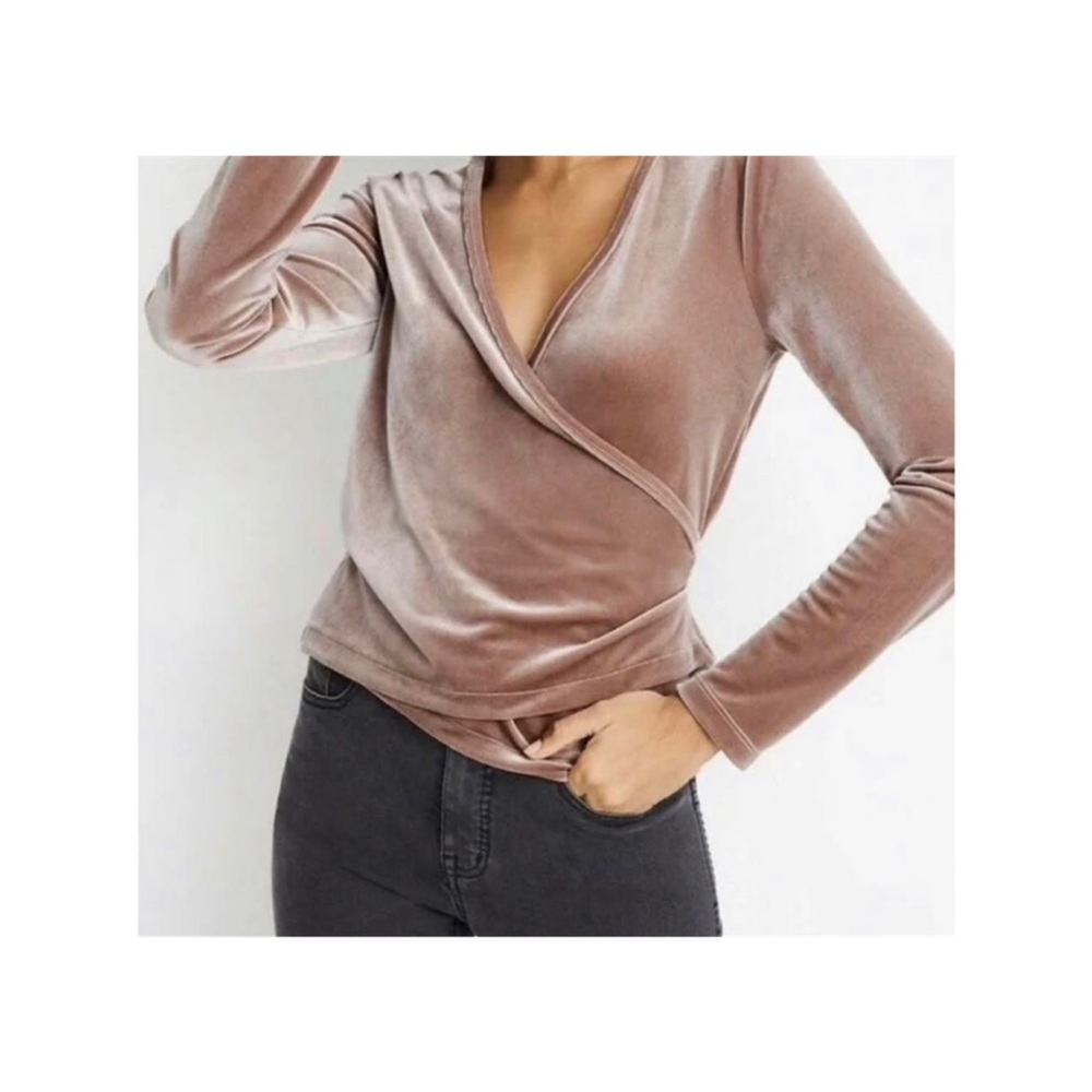 Madewell Velvet Blush Wrap Top size Large